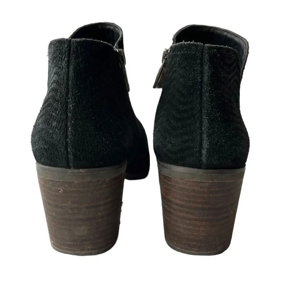 Lucky Brand Black Parnesa Side Zip Block Heel Leather Ankle Booties Women’s 9.5M